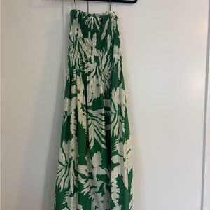 H&M Green and Cream Floral Midi Dress